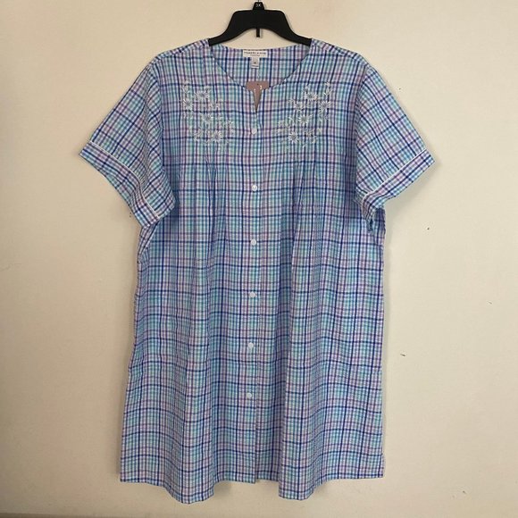 Miss Elaine Seersucker Robe Duster 3X - Picture 4 of 11